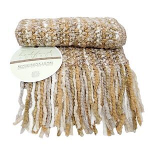 Kennebunk Home Bedford Cottage Stria Scarf Fringe Chamois Tan Camel Pink